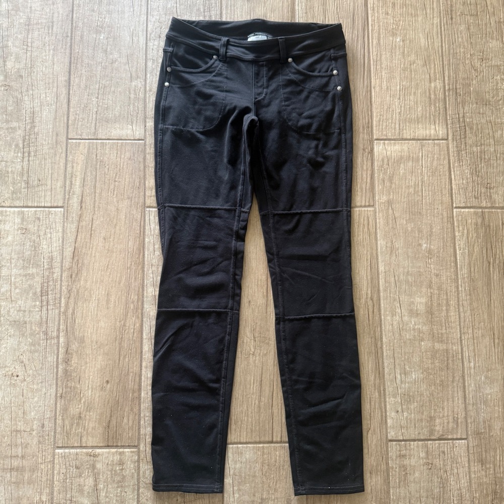 Athleta Womens Black Moto Skinny Leggings Stretch Knee Seam Tapered Size Small